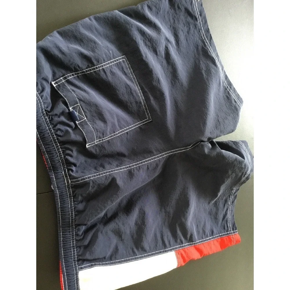 Tommy Hilfiger Swim Trunks Shorts Mens L Flag Spell Out Colorblock‎ 90s Vintage
